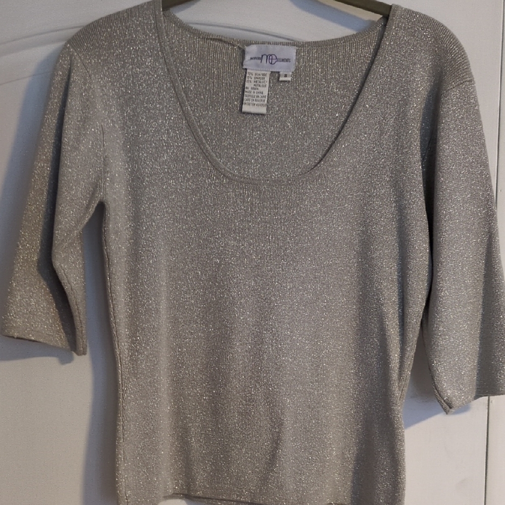 Shimmering Silver Women's Scoop Neck Sweater